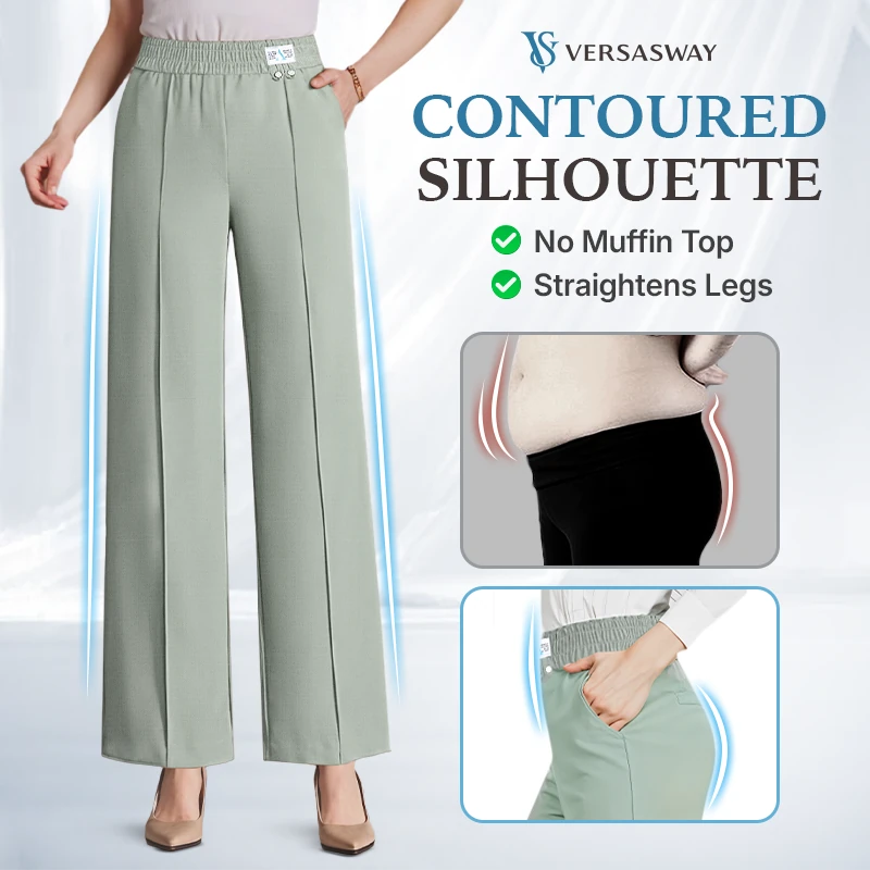 Pure&Clo - Pantalon ultra-doux à taille haute élastique et confortable