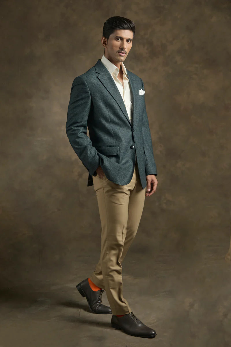 PURE | Blazer texturé vert bouteille 