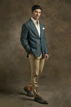 PURE | Blazer texturé vert bouteille 