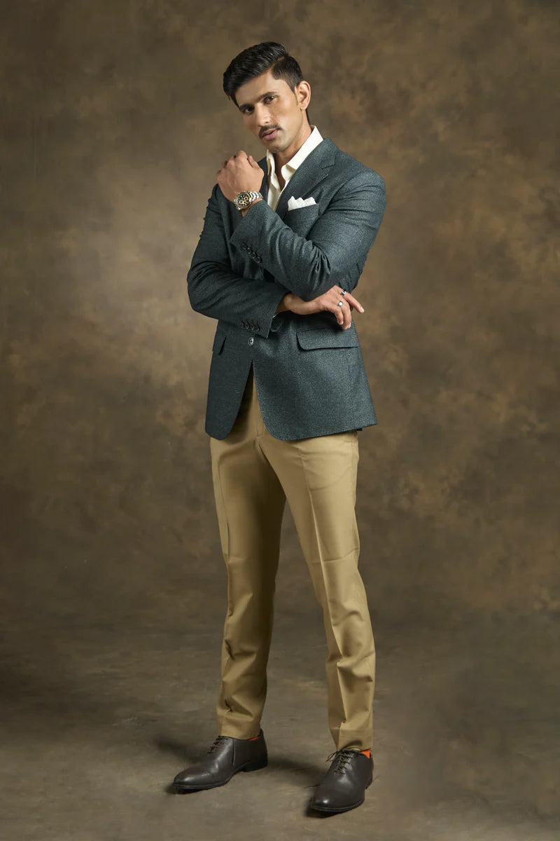 PURE | Blazer texturé vert bouteille 