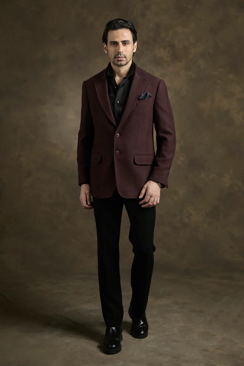 PURE | Blazer texturé bordeaux