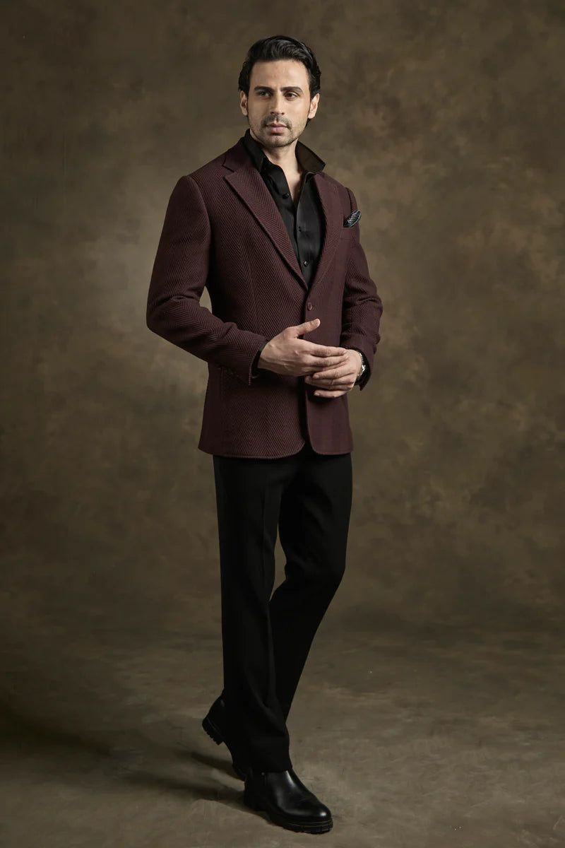PURE | Blazer texturé bordeaux