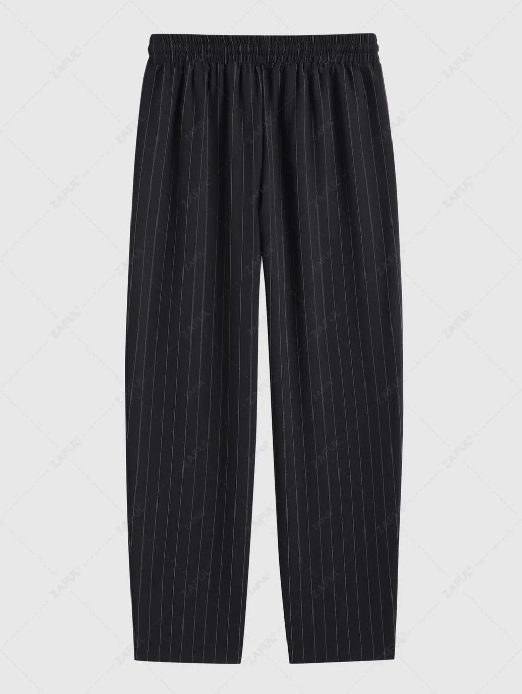Men\'s Casual Pinstripe Pocket Design Camp Collar Button Up Short Sleeves Shirt And Drawstring Straight Leg Pants Set BLACK - PURECLO