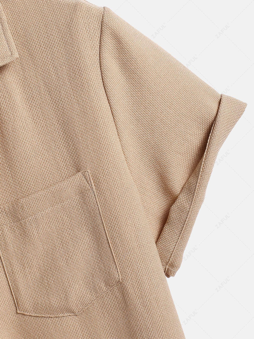 Men\'s Cotton And Linen Textured Pocket Design Camp Collar Button Up Short Sleeves Shirt And Drawstring Straight Leg Pants Set BLACK LIGHT BLUE COFFEE - PURECLO