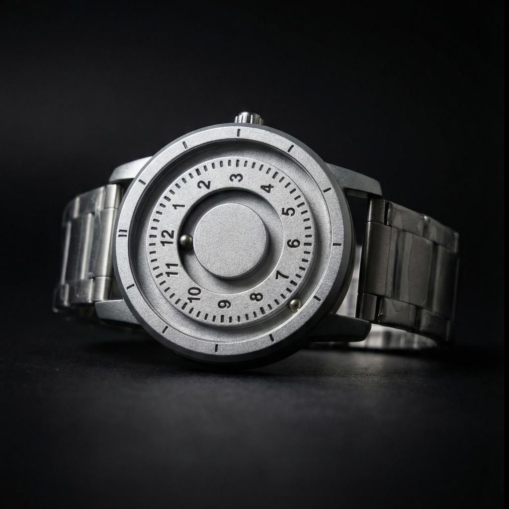 Magneto Metal Natural Number Silver Watch Classic
