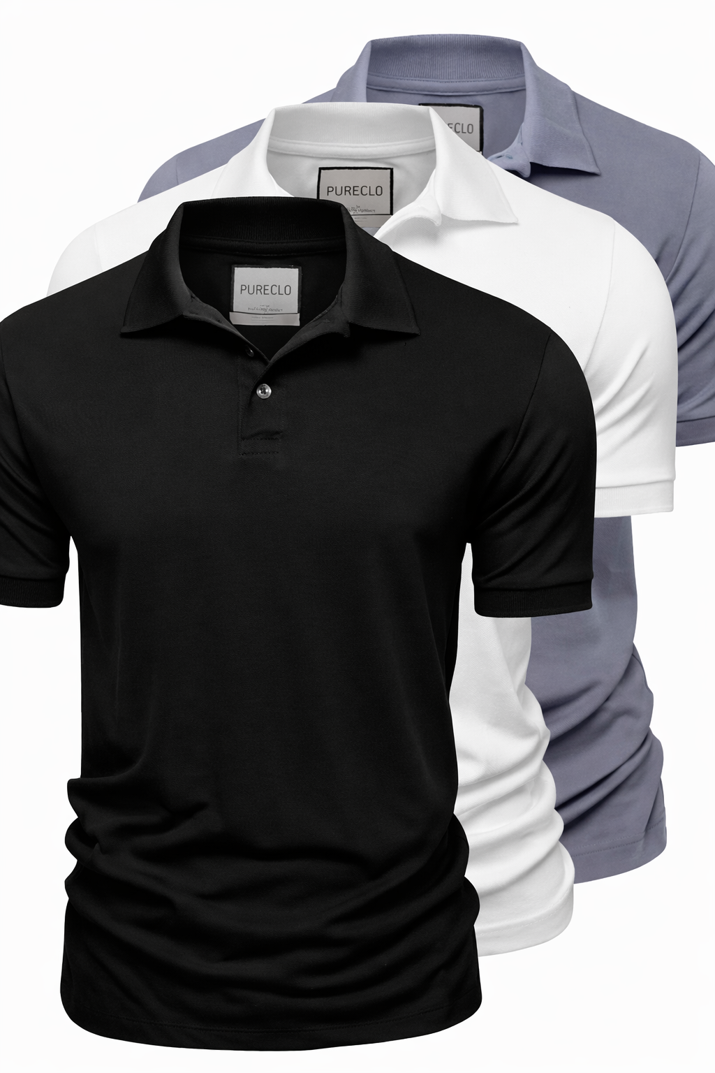 PURE - Lot de 3 polos en piqué de coton Pima 