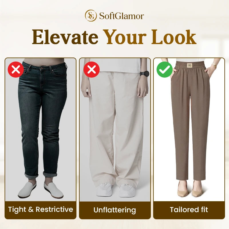 Pantalon Pure&amp;Clo pour femme, ultra doux et fluide, facile à enfiler