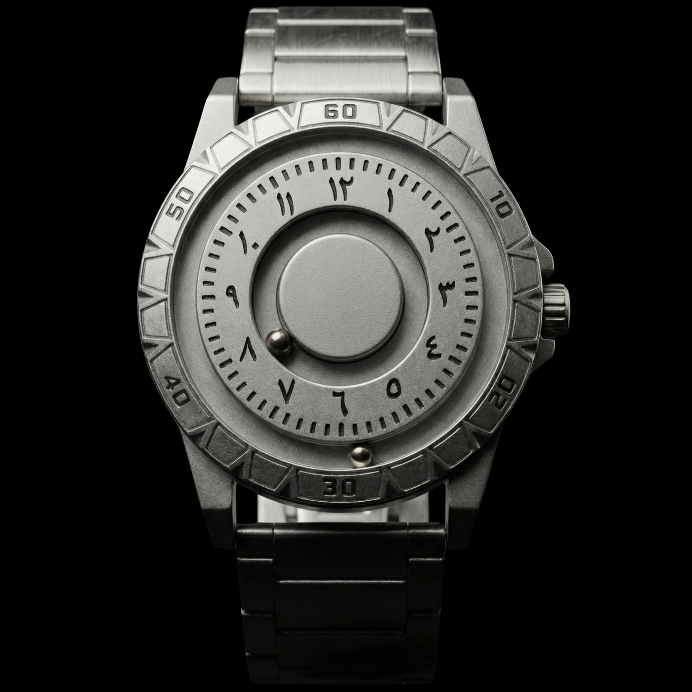 Magneto Metal Arabic Silver Watch classic