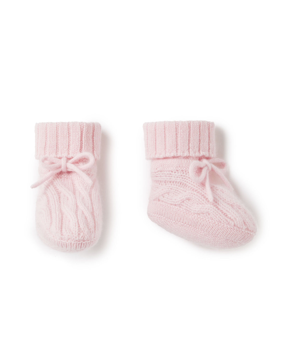 Bottines en cachemire à torsades rose pâle
