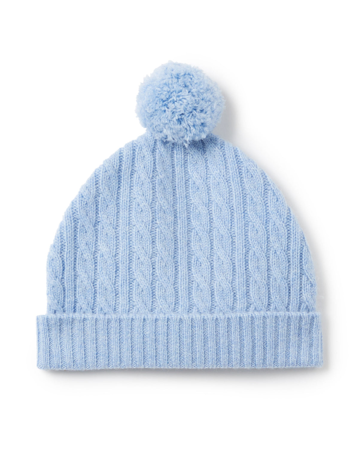 Bonnet en cachemire à torsades bleuet