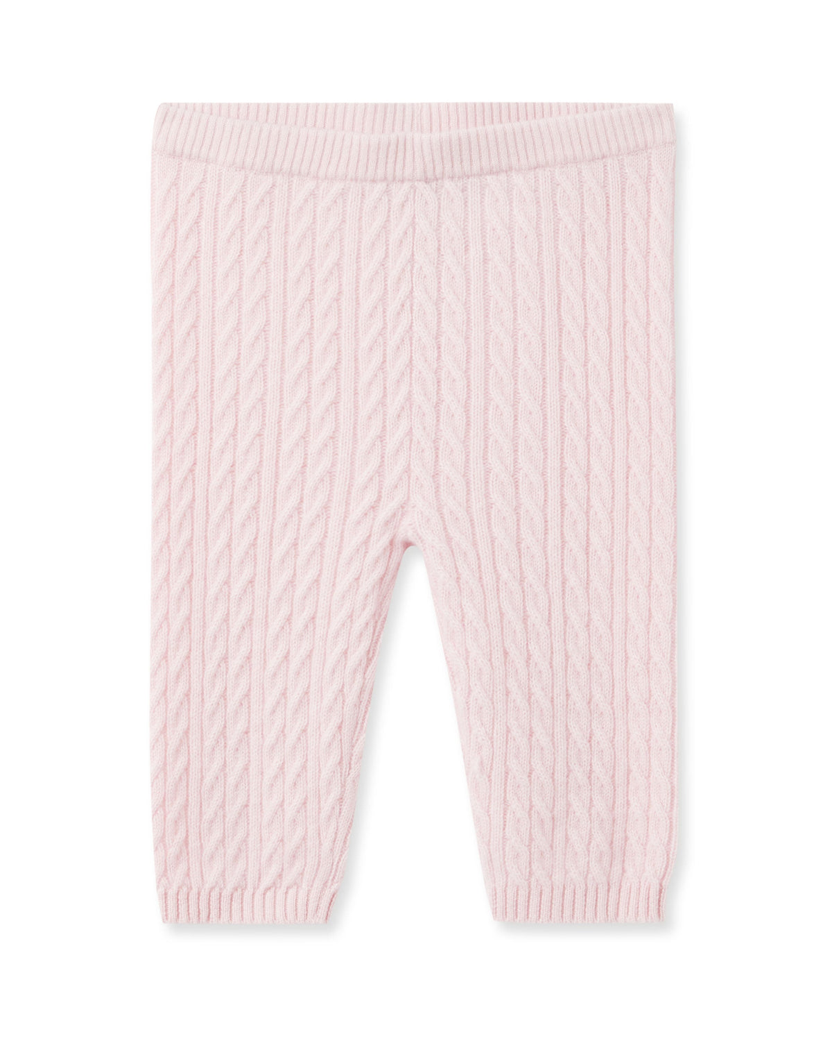 Leggings en cachemire à torsades rose pâle