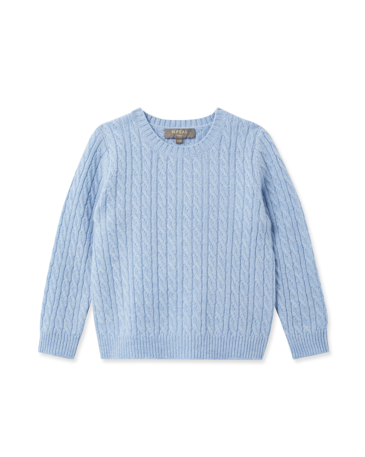 Pull en cachemire à torsades bleuet