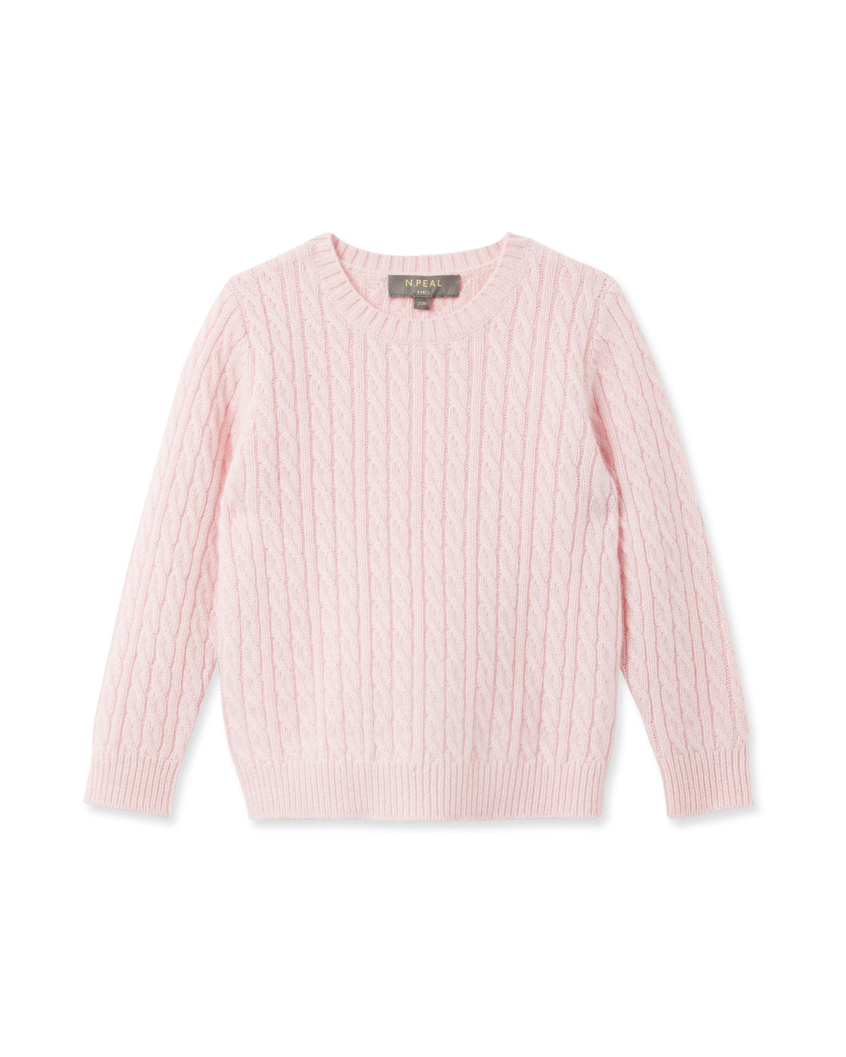 Pull en cachemire à torsades rose pâle