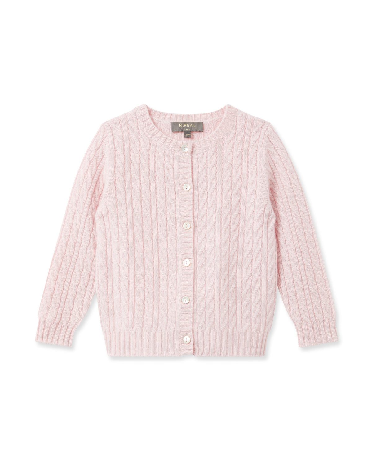 Gilet en cachemire à torsades rose pâle