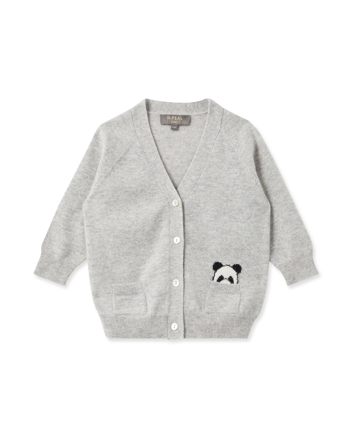 Gilet en cachemire à poches panda gris fumé