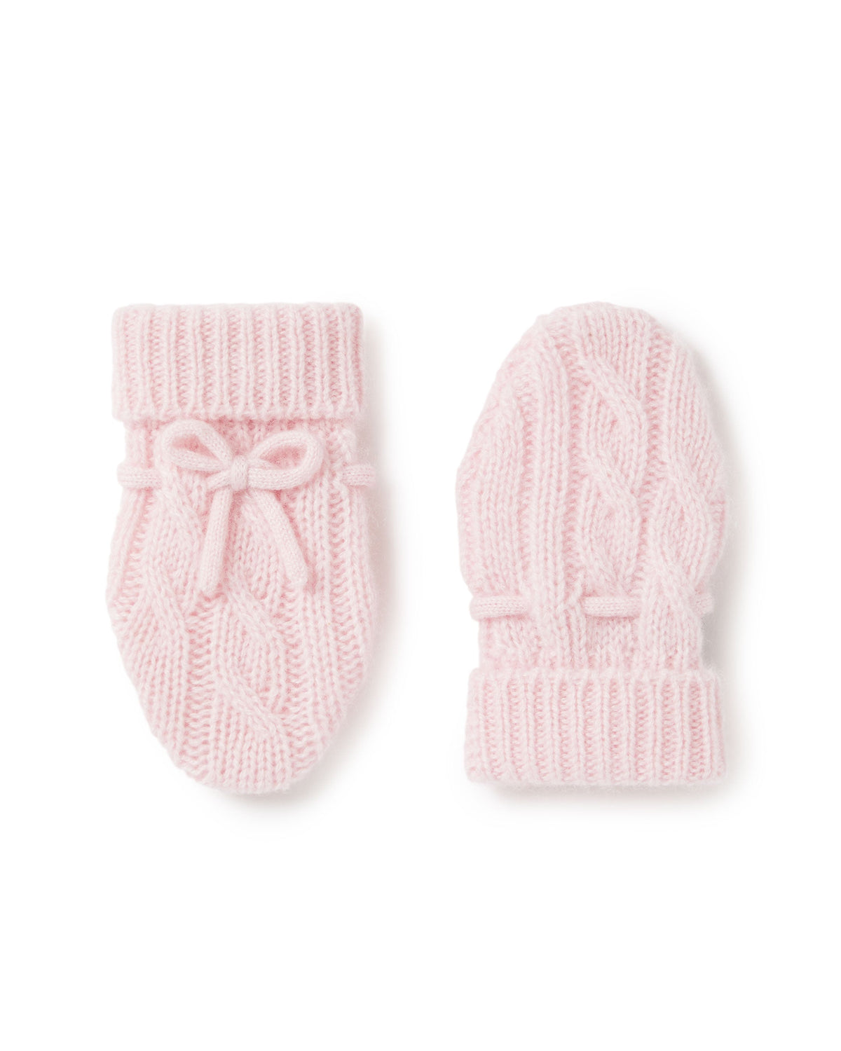 Moufles en cachemire torsadé rose pâle
