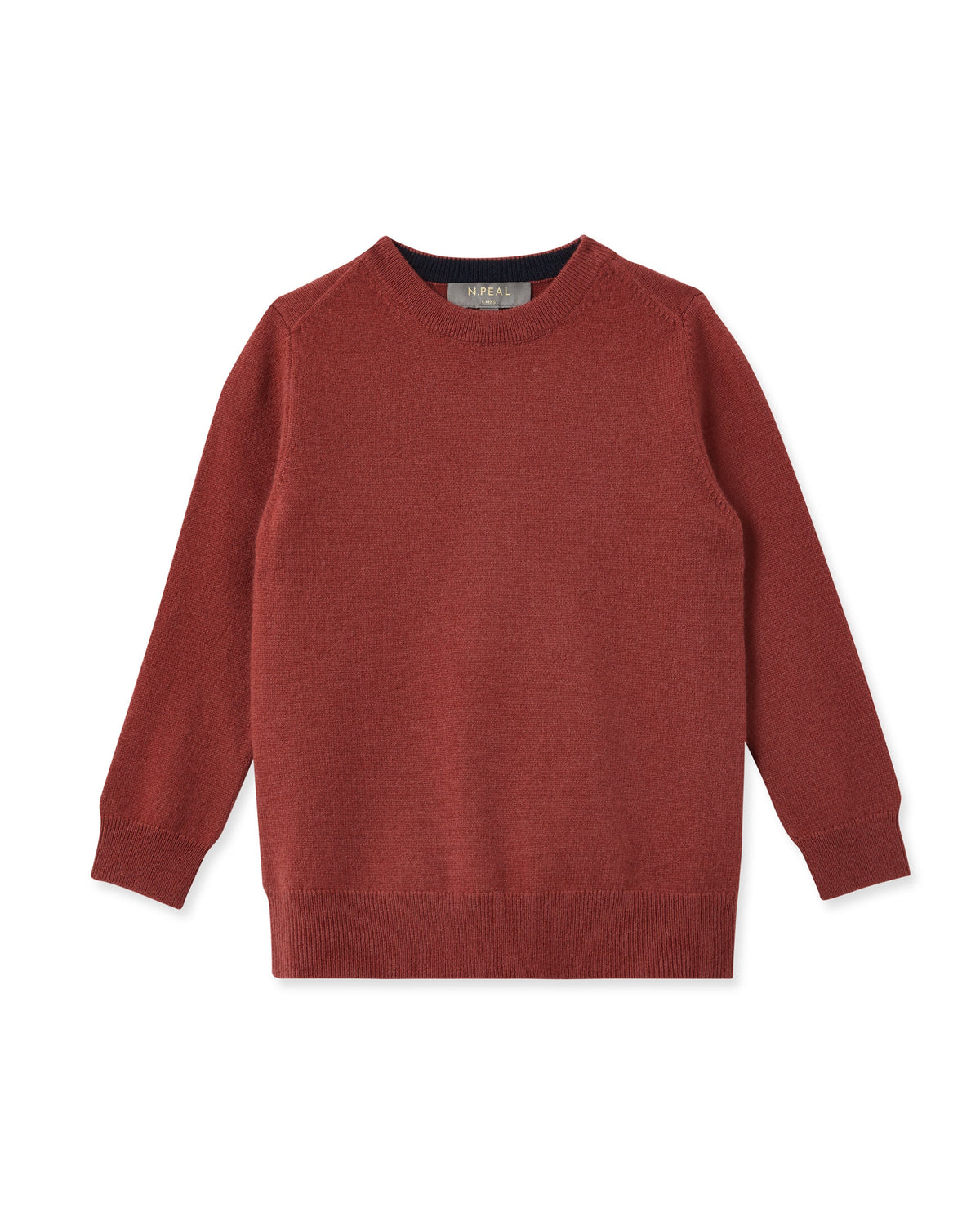 Pull en cachemire à col rond pour garçon, rouge brique