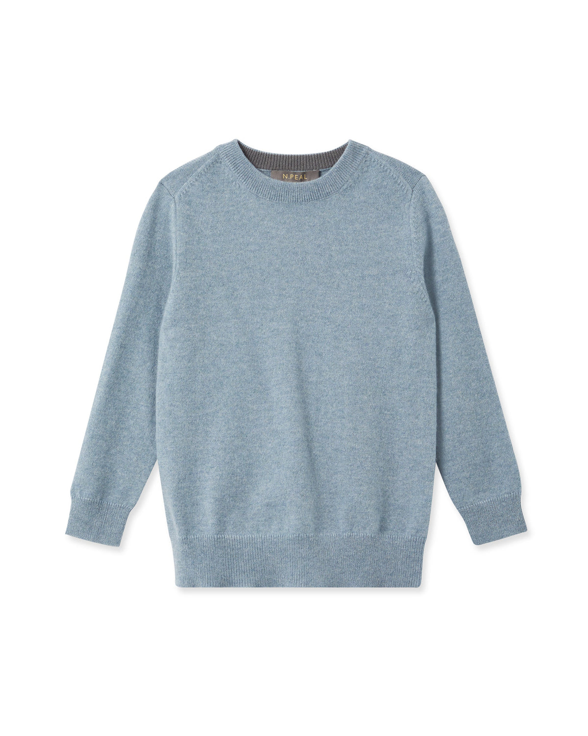 Pull en cachemire à col rond pour garçon, bleu chiné