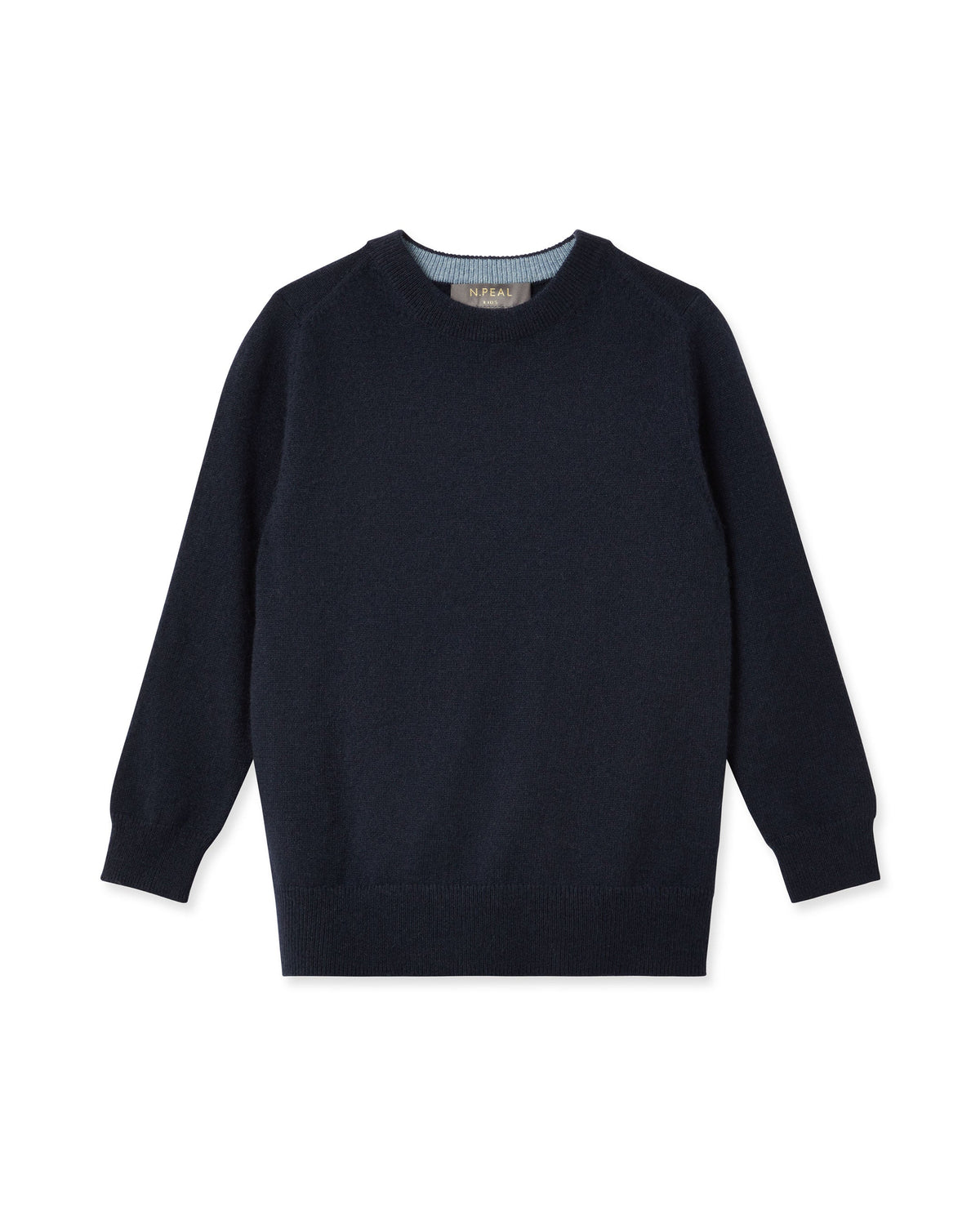 Pull en cachemire à col rond pour garçon, bleu marine