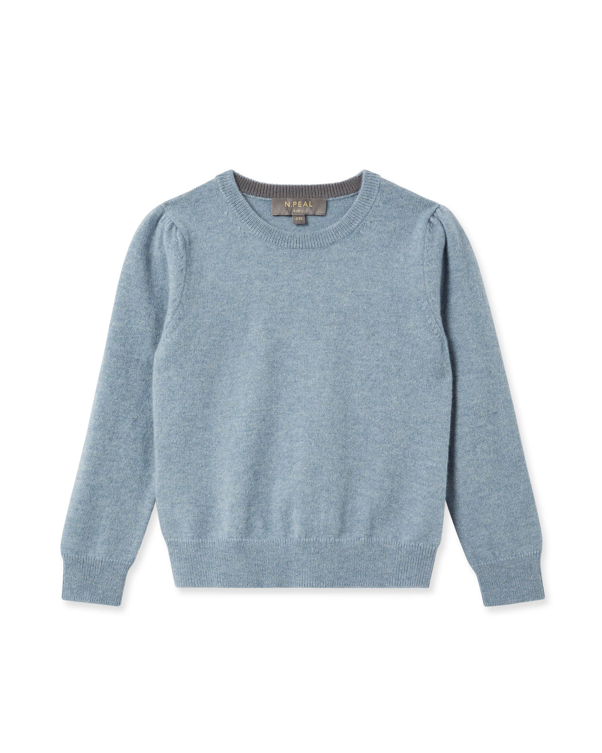 Pull en cachemire à col rond pour fille, bleu chiné