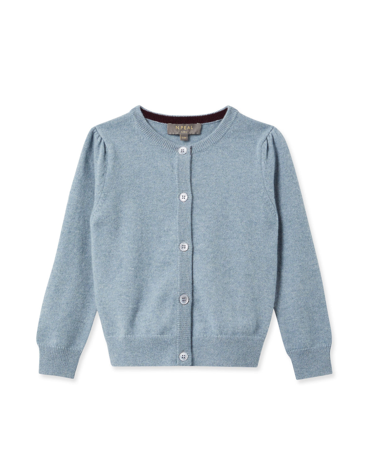 Gilet en cachemire à col rond pour fille, bleu chiné