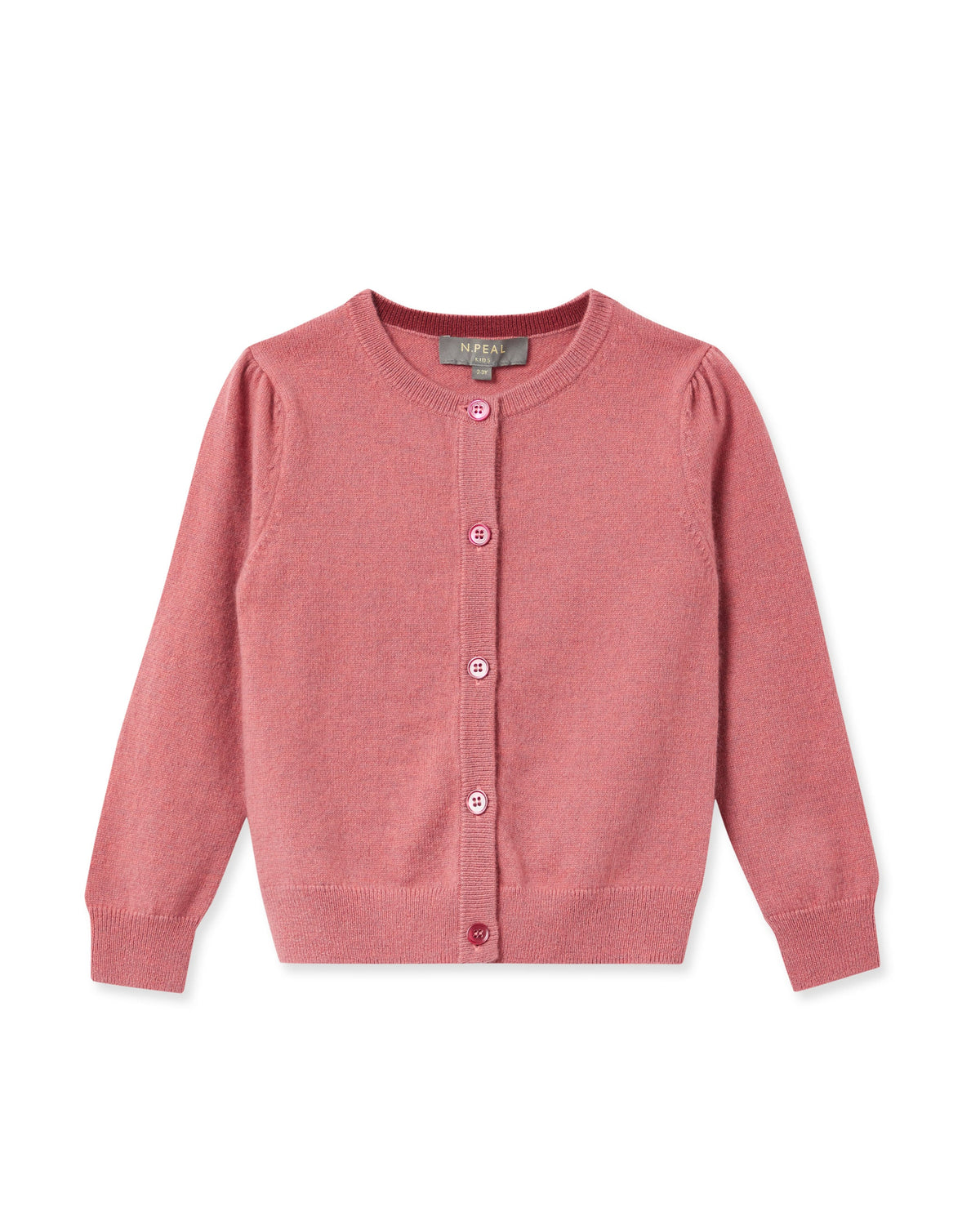 Gilet en cachemire à col rond pour fille, rose chiné