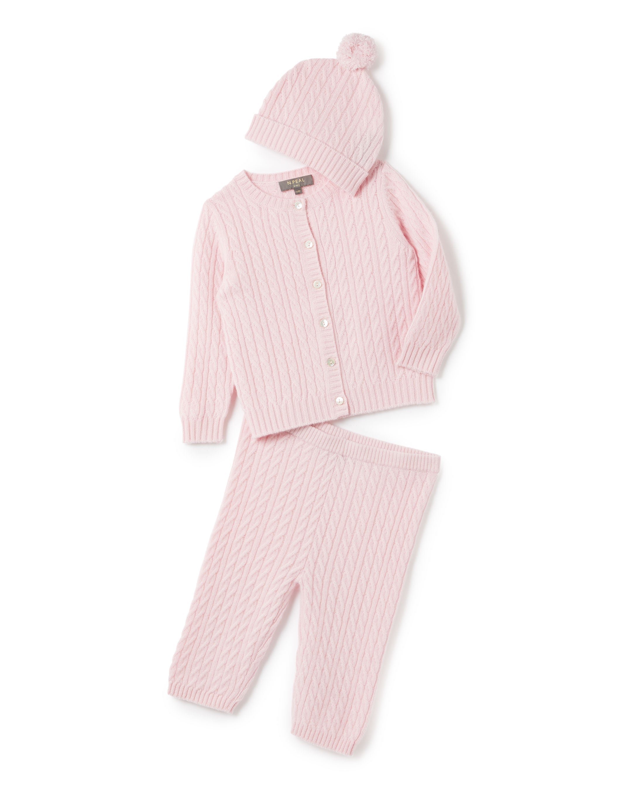 N.Peal Cable Cashmere Leggings Pale Pink
