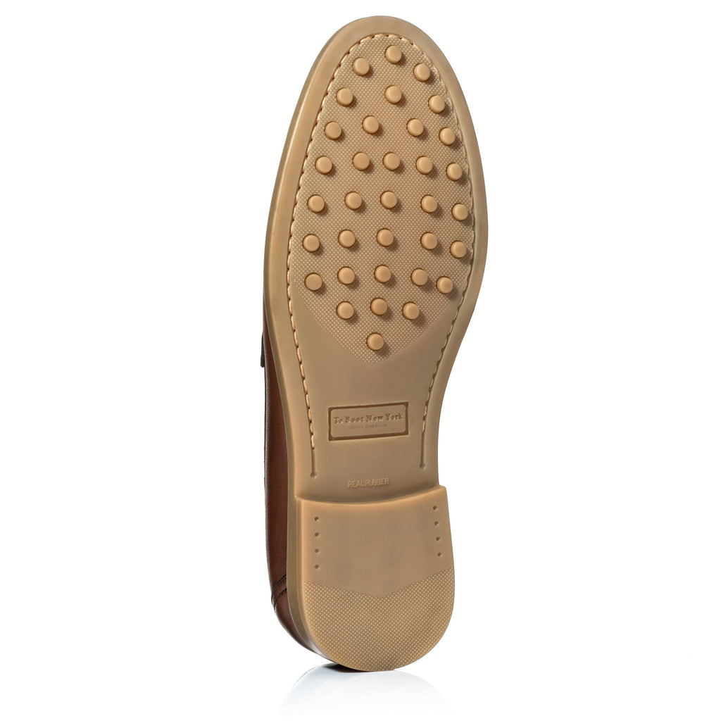 Bennett Burnished Tan Brown Baby Calf Leather Penny Loafer
