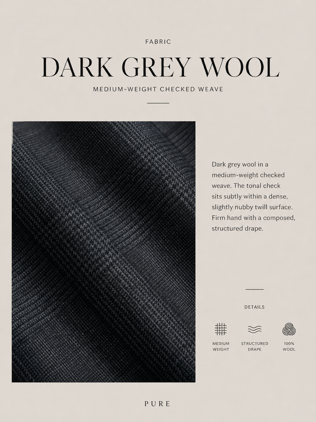 PURE Tailored Dark Grey Checked Suit PURECLO
