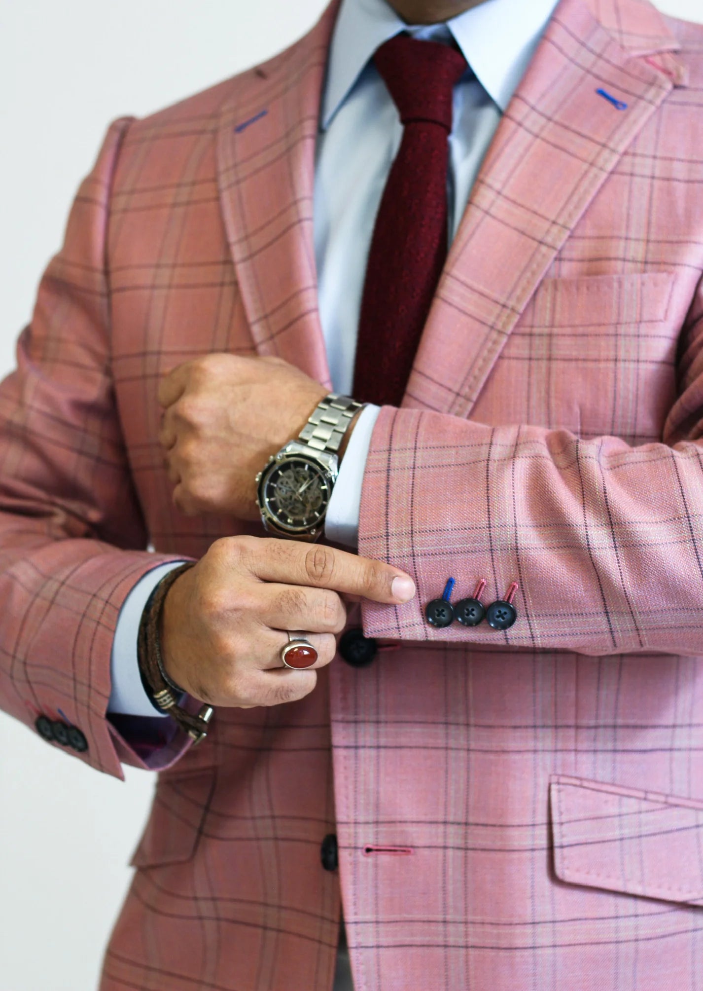 PURE | Costume à carreaux Cavani – Rose