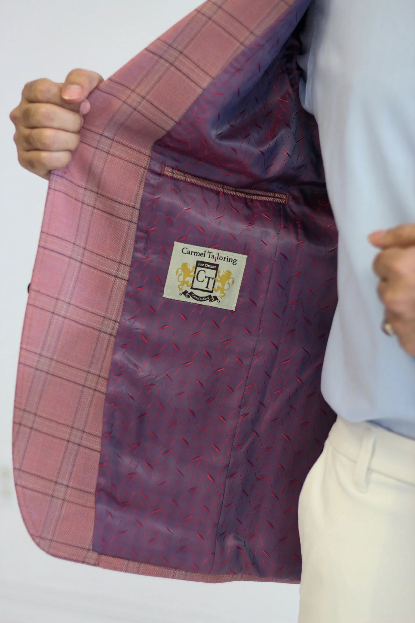 PURE | Costume à carreaux Cavani – Rose