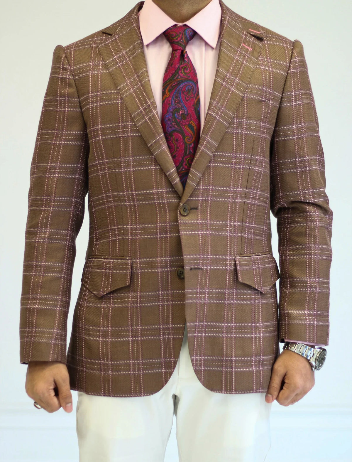 PURE | Costume à carreaux Cavani – Marron / Rose