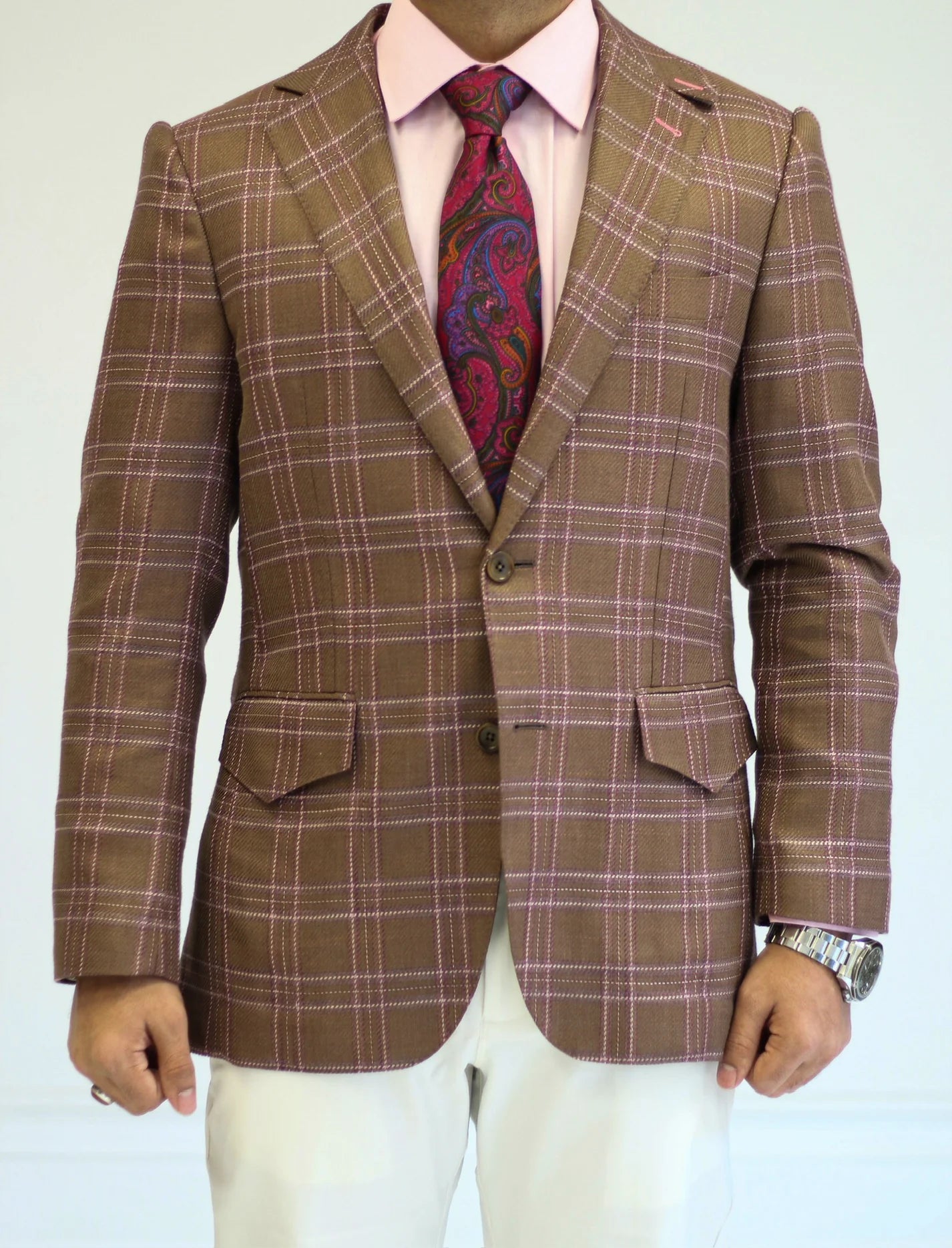 PURE | Costume à carreaux Cavani – Marron / Rose
