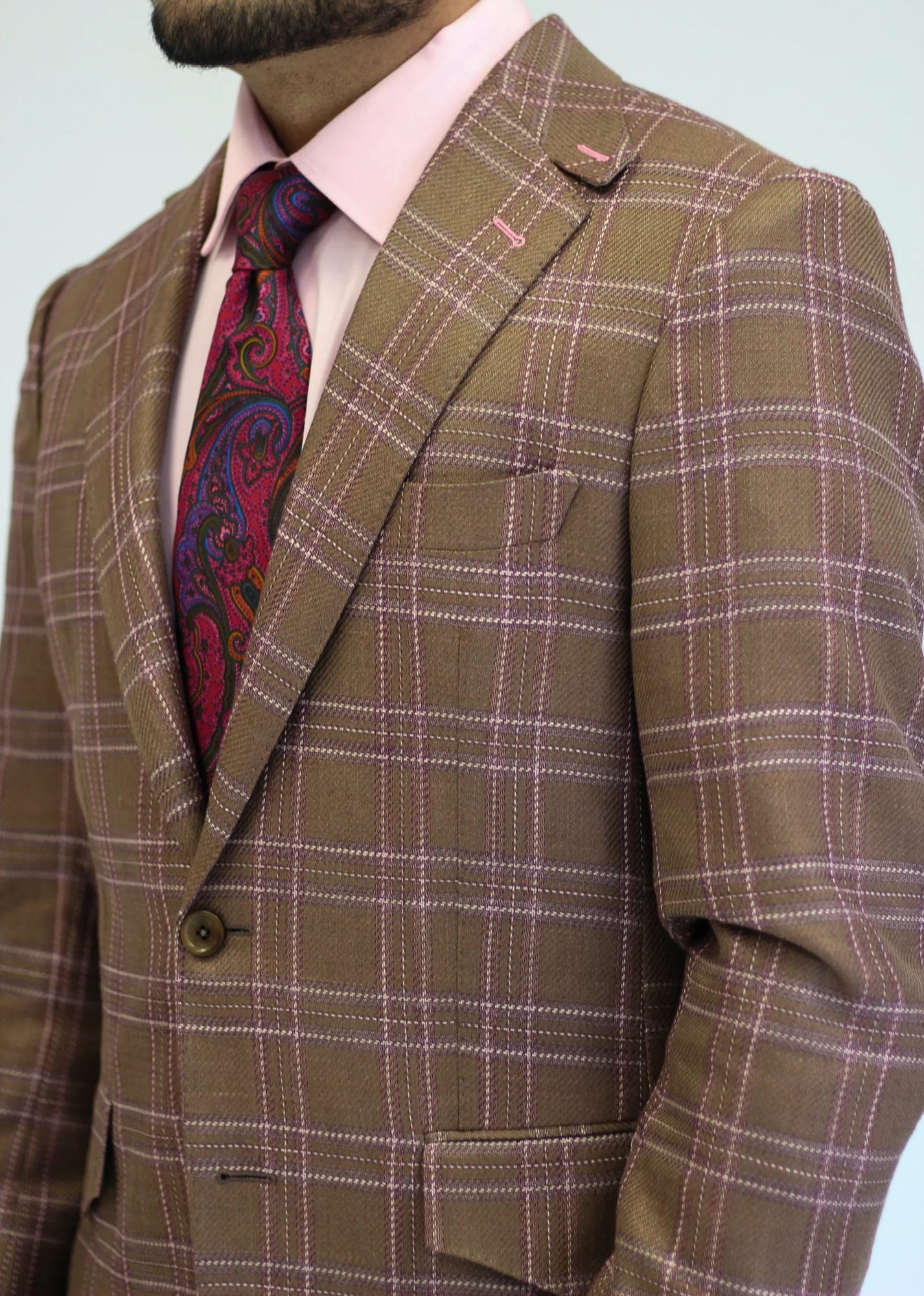 PURE | Costume à carreaux Cavani – Marron / Rose