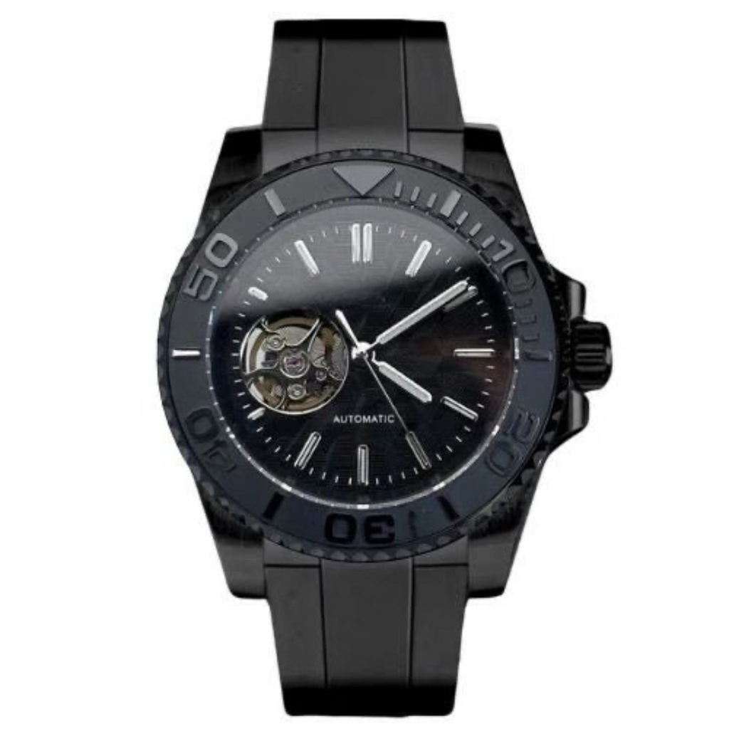 MONTRE MOD MARINER | CŒUR OUVERT NOIR | BRACELET EN SILICONE