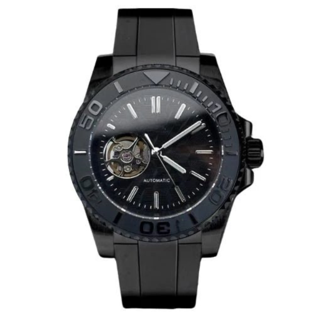 MONTRE MOD MARINER | CŒUR OUVERT NOIR | BRACELET EN SILICONE