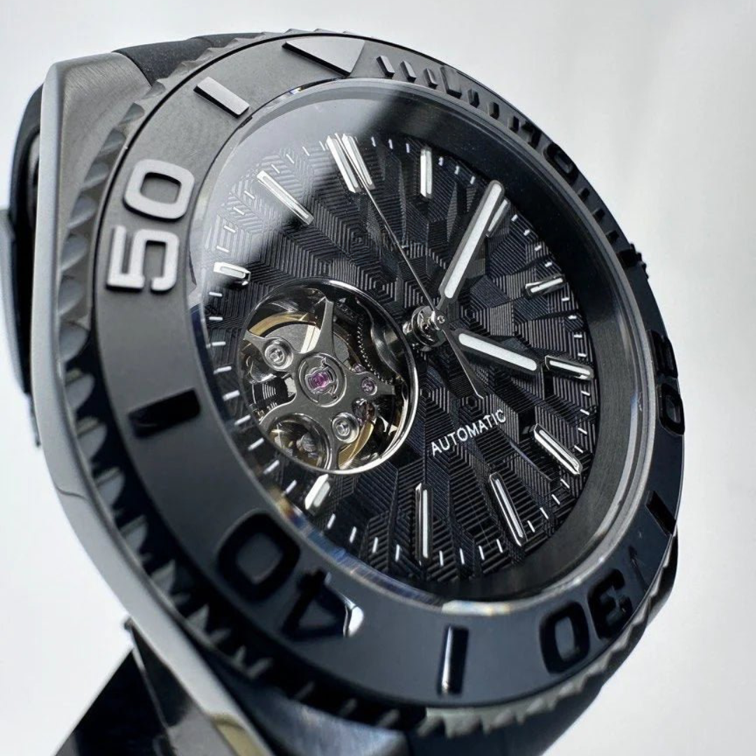 MONTRE MOD MARINER | CŒUR OUVERT NOIR | BRACELET EN SILICONE