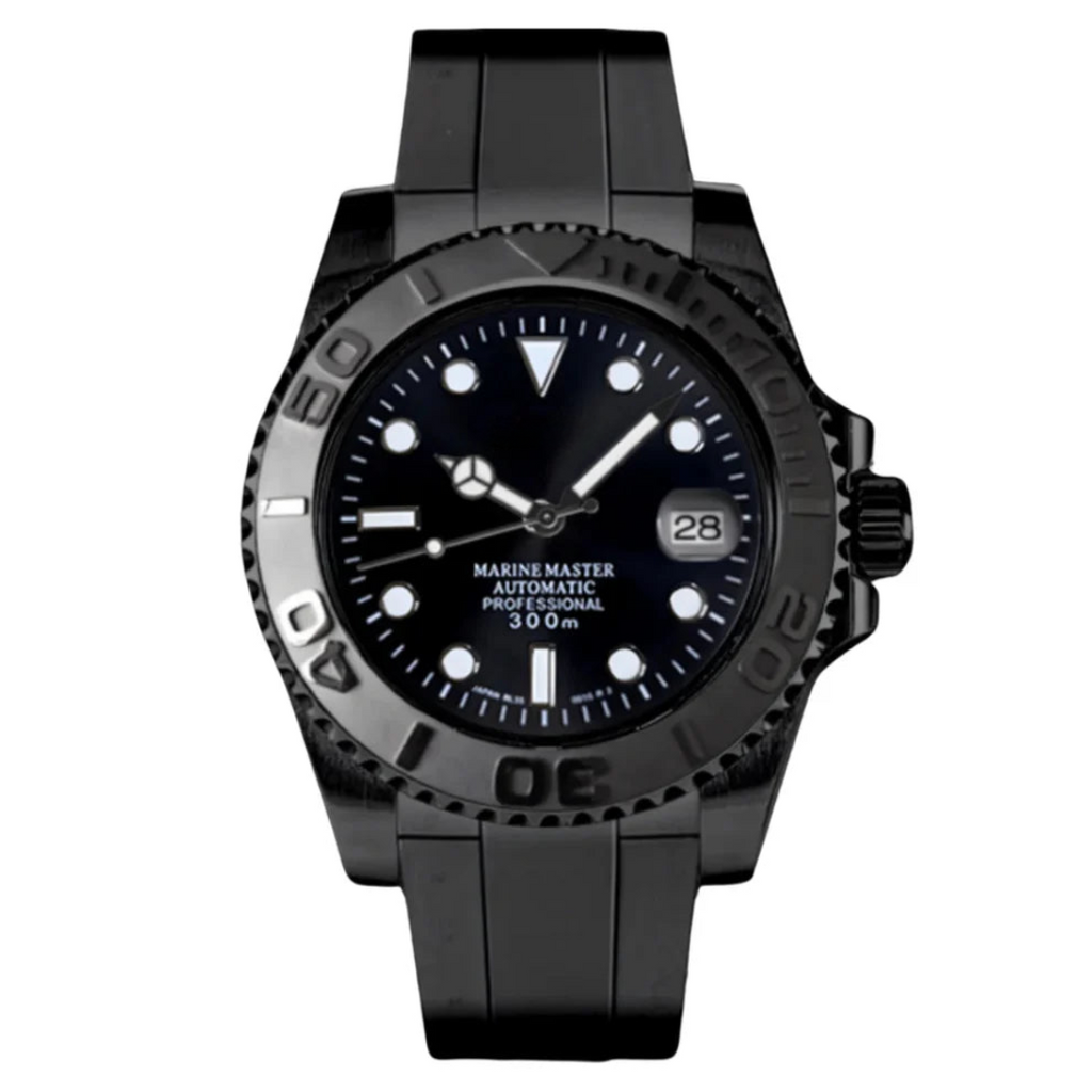 MONTRE MOD MARINER | NOIRE INTÉGRALE | BRACELET EN SILICONE