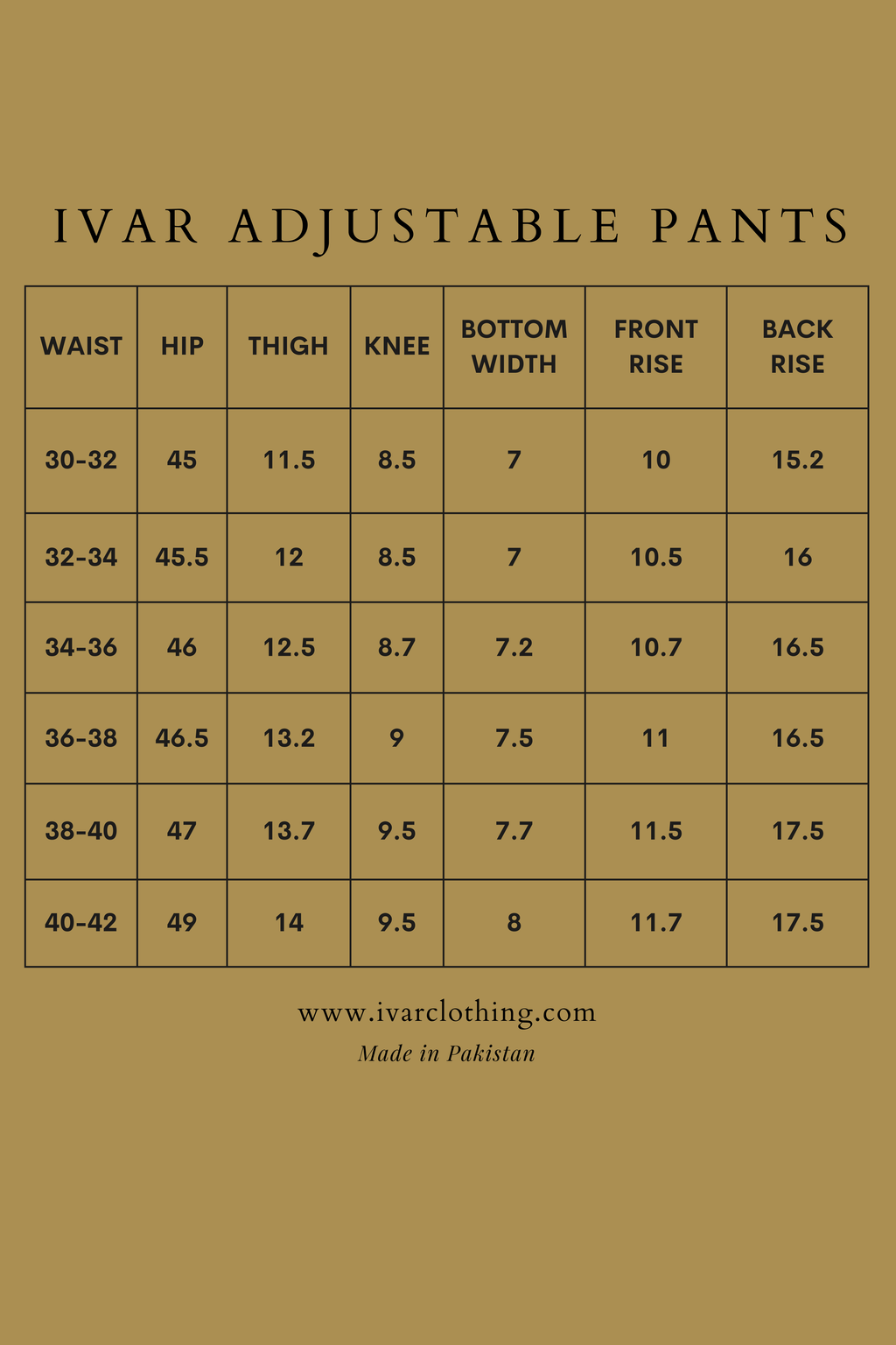 IVAR® Mud Brown Adjustable pleated pants