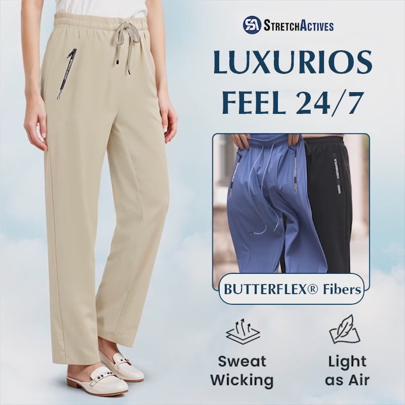 Pure&amp;Clo - Pantalon ultra-doux à taille haute élastique et confortable 