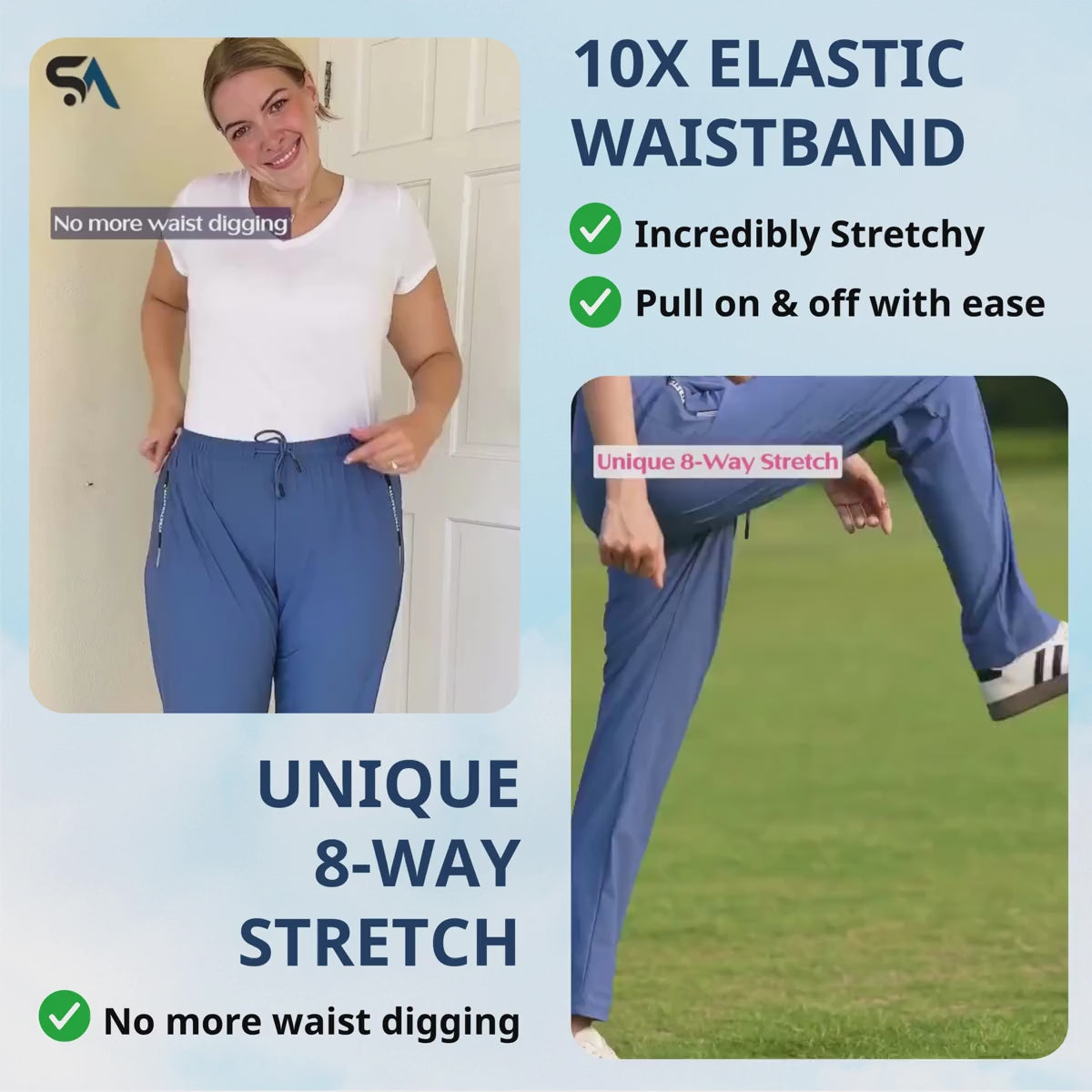 Pure&amp;Clo - Pantalon ultra-doux à taille haute élastique et confortable 