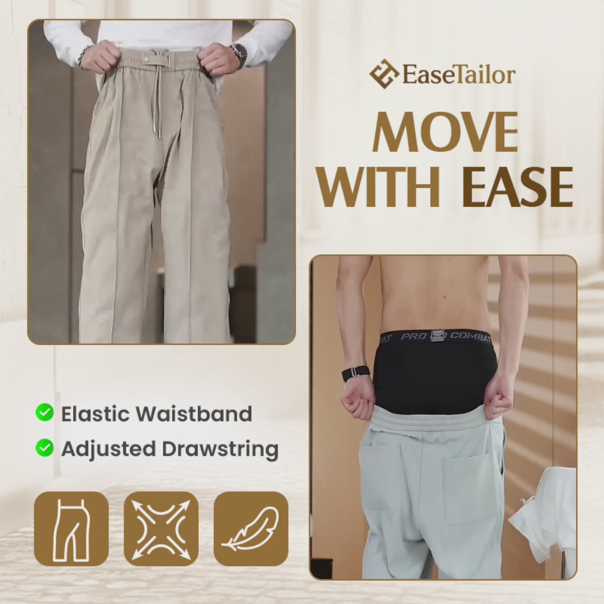 EaseTailor - Flexible Straight Fit Smart Comfort Pants