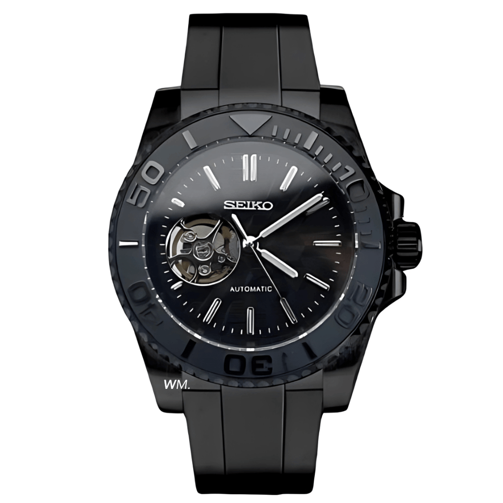 MONTRE MOD MARINER | CŒUR OUVERT NOIR | BRACELET EN SILICONE