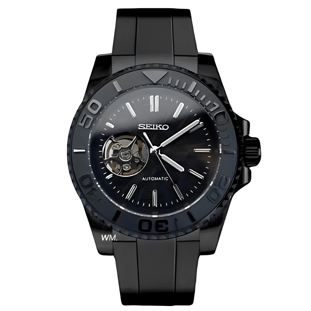 MONTRE MOD MARINER | CŒUR OUVERT NOIR | BRACELET EN SILICONE